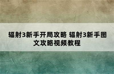 辐射3新手开局攻略 辐射3新手图文攻略视频教程